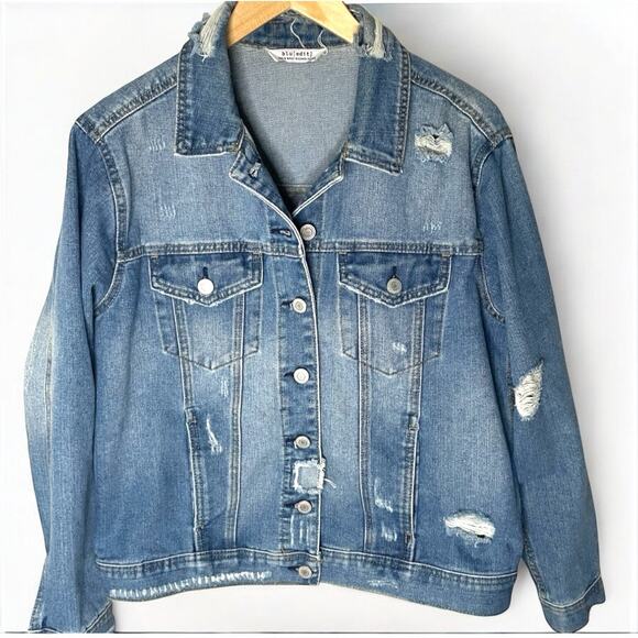 Blu[edit] Distressed Denim Jean Jacket M Graphic Comic Book Pop Art 90s Style - Picture 2 of 11